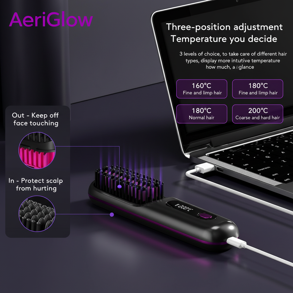 AeriGlow-Wireless Fast Heatig Straightening Comb